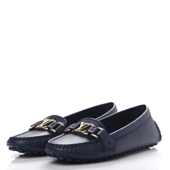 Louis Vuitton Navy Blue Loafers with Gold Accent - Picture 10 of 16